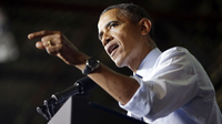 President Obama gestures as he speaks to workers at the Ford Kansas City Stamping Plant in Liberty, Mo., on Friday.