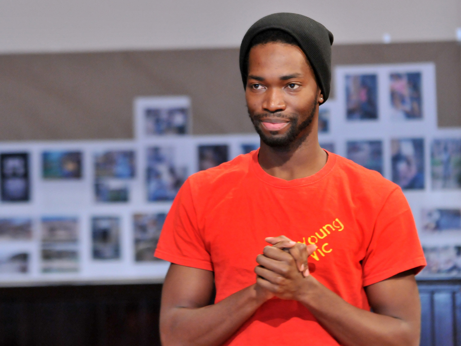 McCraney in rehearsal for <em>The Brother/Sister Plays </em>at Chicago's Steppenwolf Theatre, where he's a member of the ensemble. (Mark Campbell/Steppenwolf Theatre)