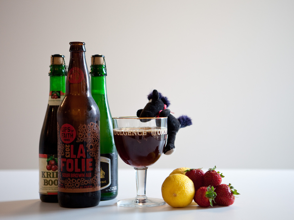 <strong>Hold Your Horses:</strong> The main flavor of a sour beer is tartness, like a strawberry or lemon. But many sours also have a "funky" taste that some say smells like a horse blanket or a barnyard. (Morgan Walker/NPR)