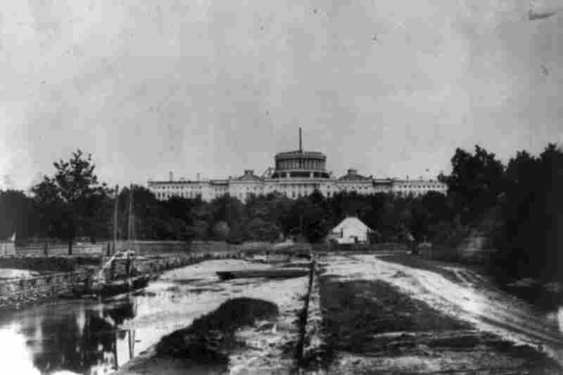 The west front view of the dome under construction in 1861. 