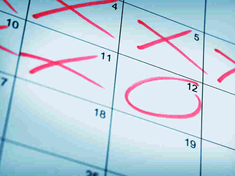 A calendar marked up.