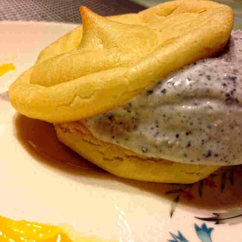 Ice Cream with Profiteroles and yuzu-Ginger Curd