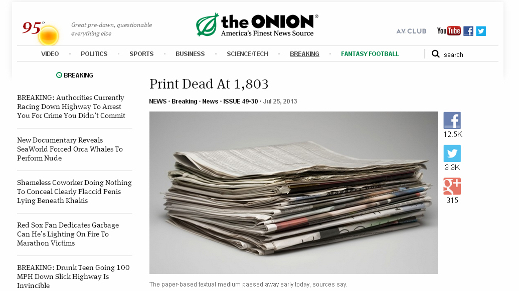 'The Onion' To Halt DecadesLong Assault On Trees WBUR News