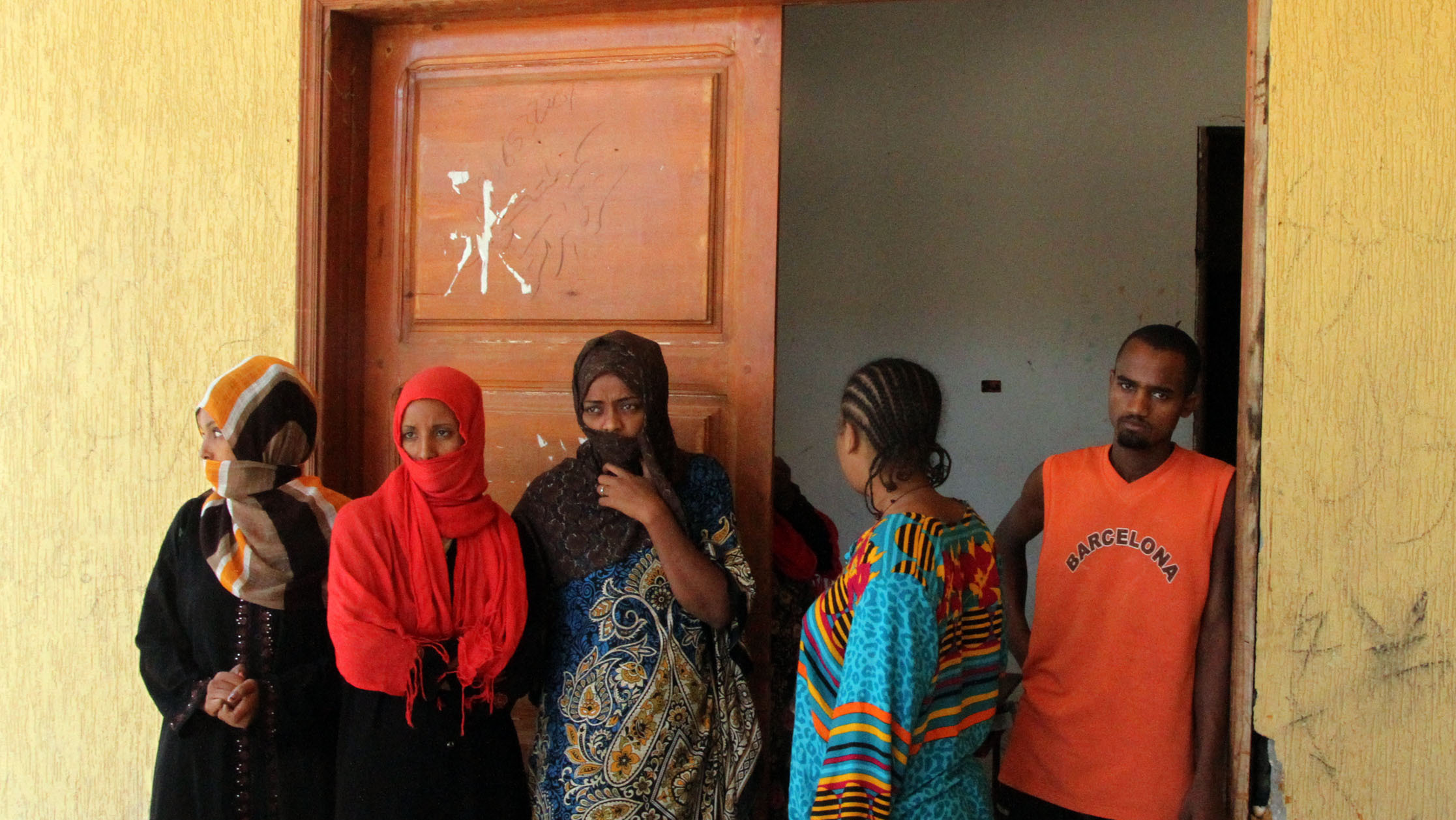 Illegal immigrants captured in the Libyan coastal city of Surman are held at a temporary prison in an eastern district of Tripoli, Libya, on Oct. 19. (Xinhua /Landov)