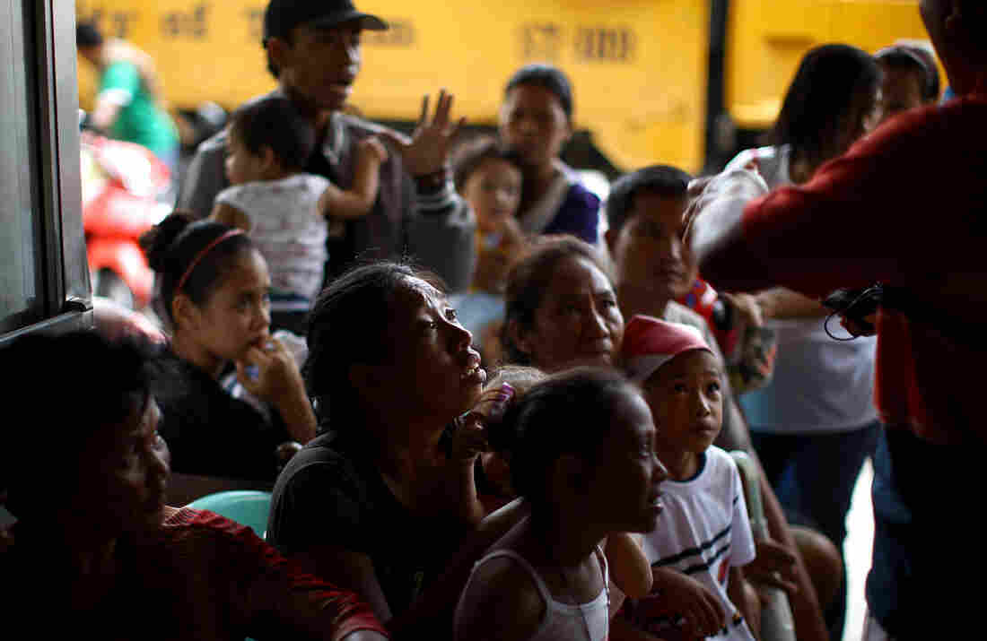 Patients line up for help at the entrance to the Divine Word Hospital in Tacloban, Philippines, on Saturday.