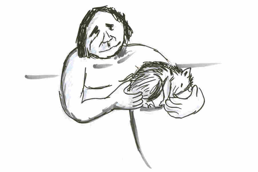 Man with rat on a plate