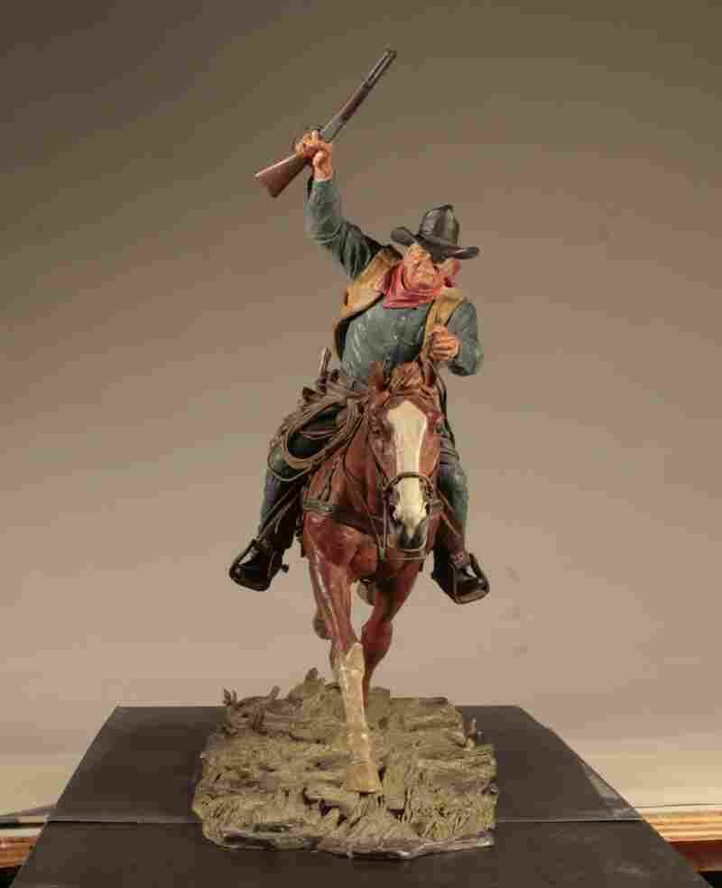 Marshal is a piece modeled after U.S. Marshal Reuben "Rooster" Cogburn, a character played by John Wayne in the film, True Grit.