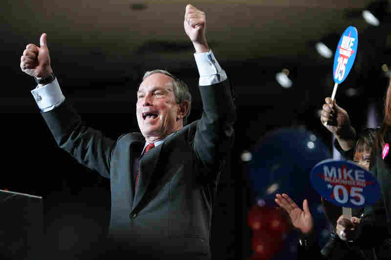 Bloomberg waves to the crowd at his election night party Nov. 8, 2005, in New York City. Bloomberg defeated Democratic challenger Fernando Ferrer.