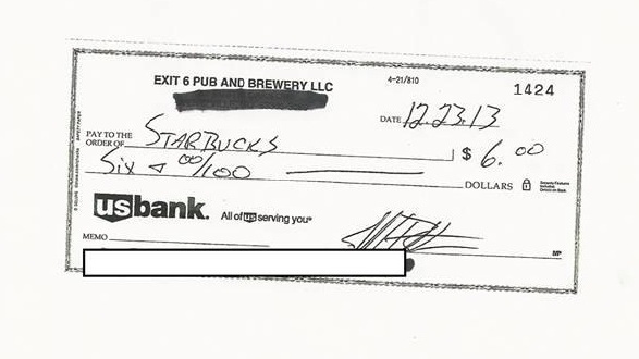 After being told that one of his products infringed on a Starbucks trademark, brewpub owner Jeff Britton wrote the coffee company a check.