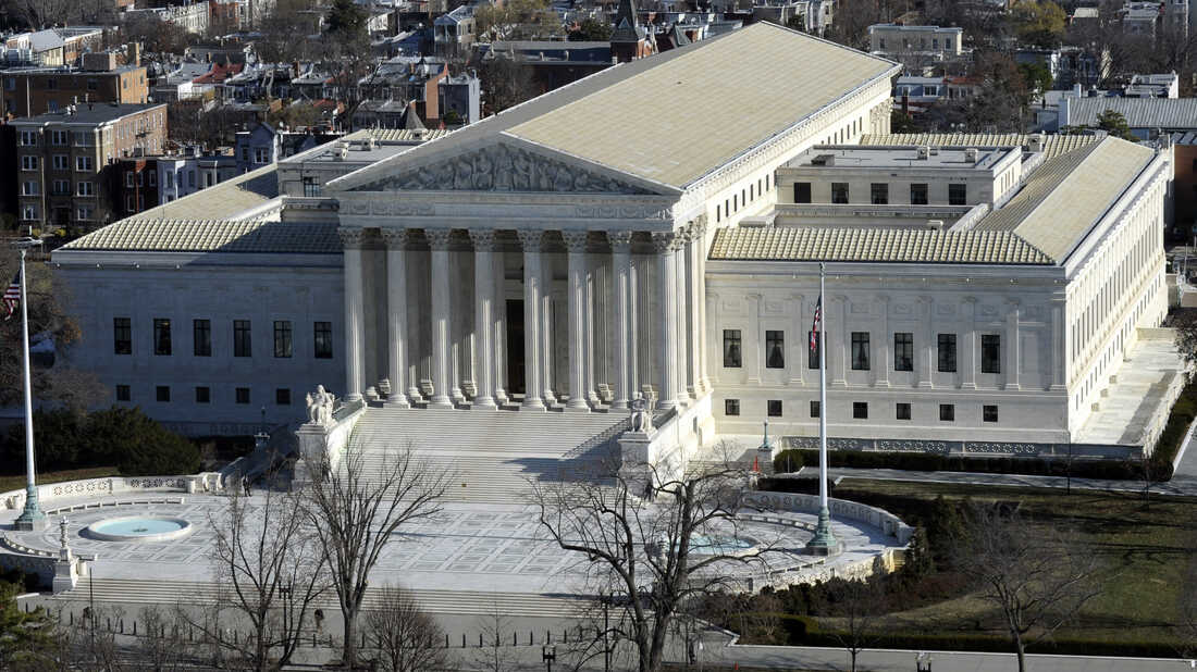 A view of the Supreme Court can be seen from the view from near the top of the Capitol dome on Dec. 19 in Washington.