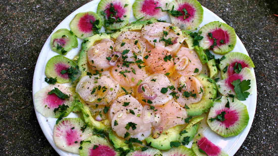 Sea Scallop Ceviche With Watermelon Radish And Avocado
