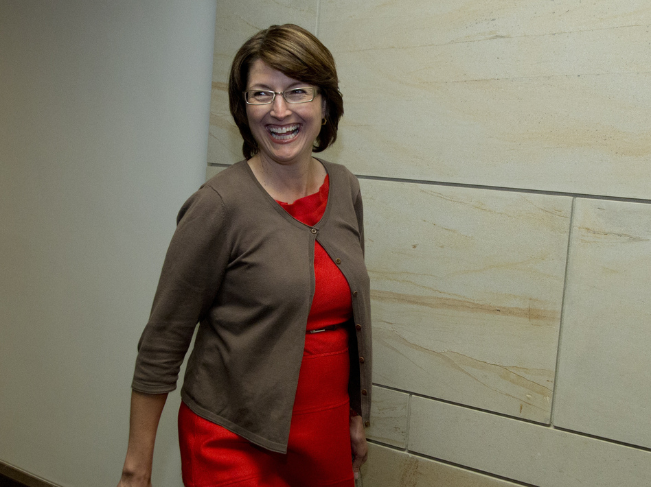 Rep. Cathy McMorris-Rodgers, R-Wash., walks to a Sept. 2013 classified, members-only briefing on Syria in Washington.