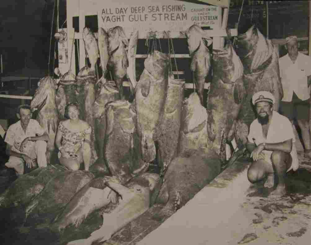 Fishing pride circa April 1957 — several "Big Ones" were nearly as large as the men who caught them.
