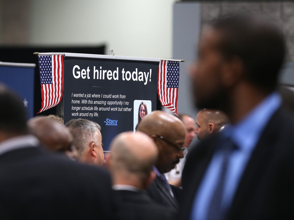 The scene at a Hiring Our Heroes job fair for veterans last month in Washington, D.C. (Mark Wilson/Getty Images)