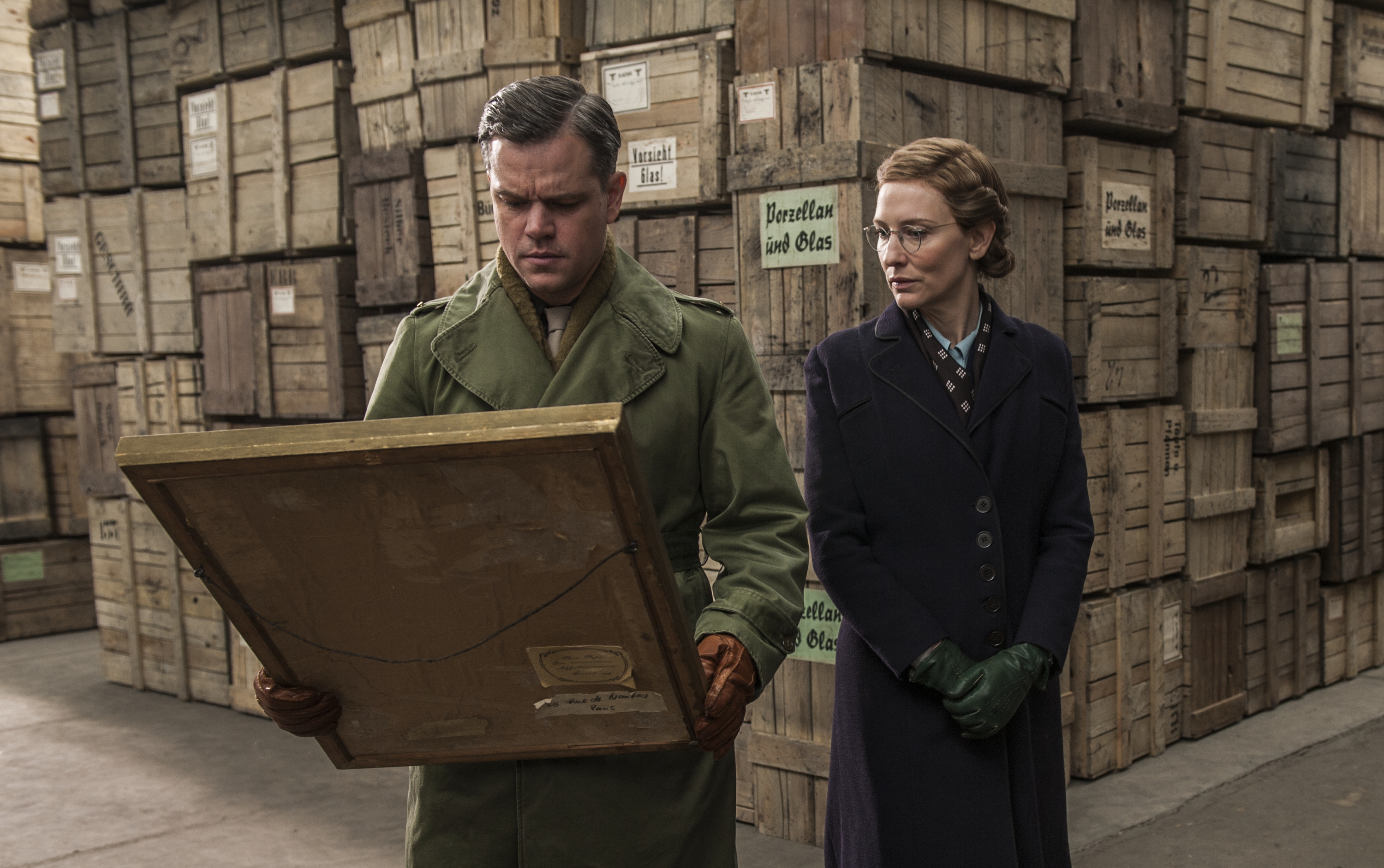 Critic David Edelstein says that <em>The Monuments Men</em> has &quot;an all-star cast&quot; — including Matt Damon and Cate Blanchett — but that &quot;the stars are all low-wattage.&quot; (Columbia Pictures)
