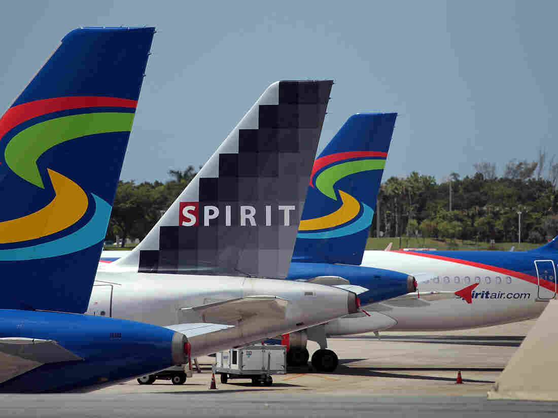 Spirit Airlines planes sit on the tarmac at the Fort Lauderdale International Airport in Florida.