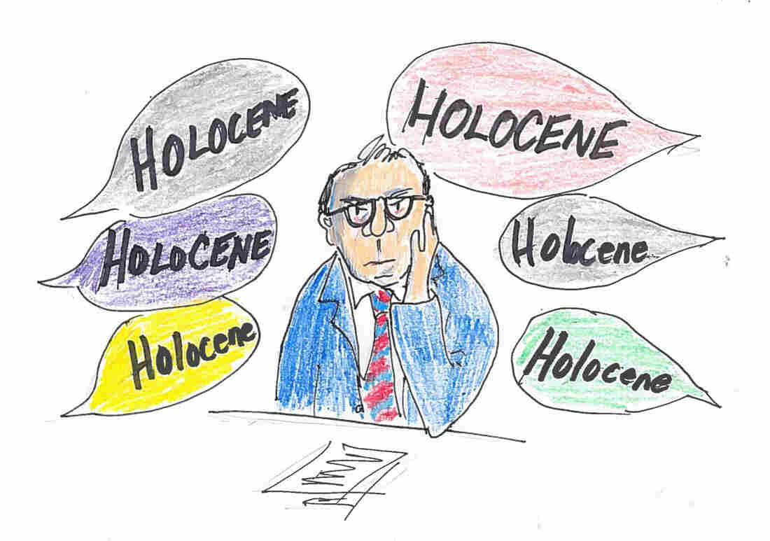 Crutzen listens to "Holocene" discussion at a science meeting.