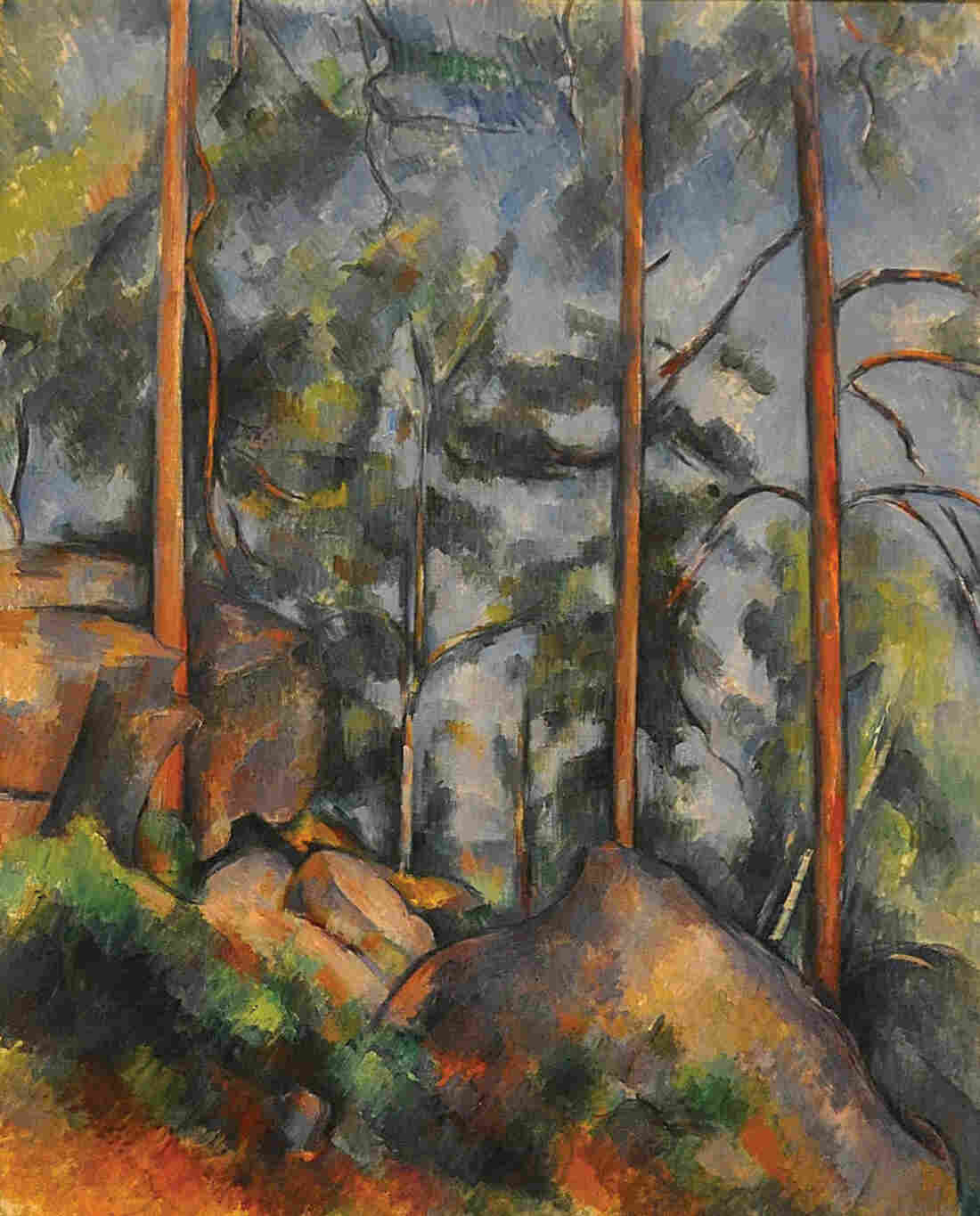 Pines and Rocks (Fontainebleau), oil on canvas by Paul Cézanne, c. 1897.