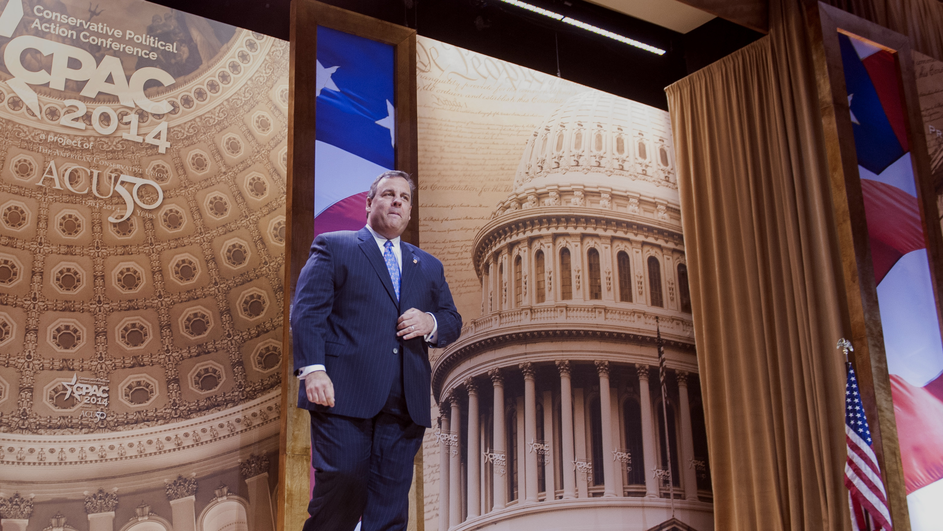 New Jersey Gov. Chris Christie arrives to speak at the Conservative Political Action Conference in National Harbor, Md., on Thursday.