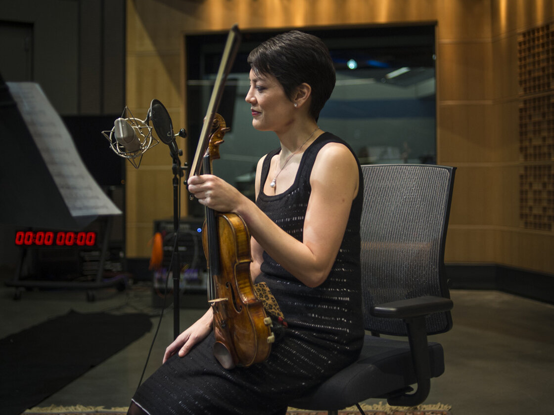 Anne Akiko Meyers, with her recently acquired Guarneri violin, at NPR's Studio 1.