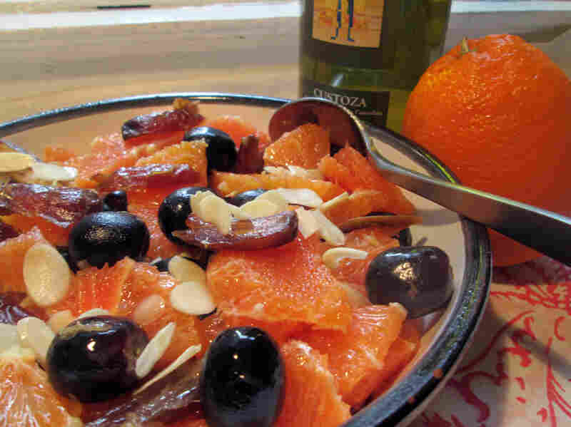 Macerated Oranges, Medjool Dates And Grapes with Slivered Almonds