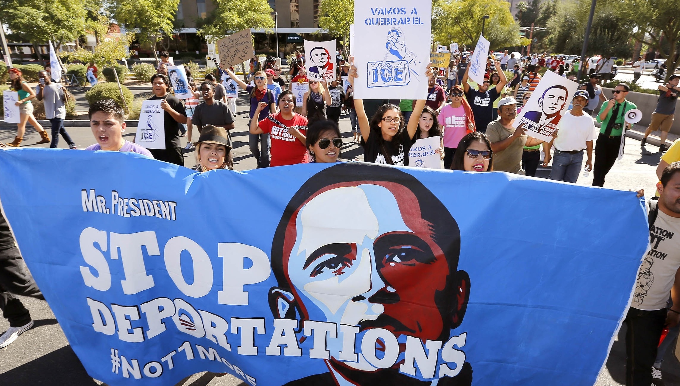 Demonstrators protest the Obama administration's deportation policies in Phoenix last year.