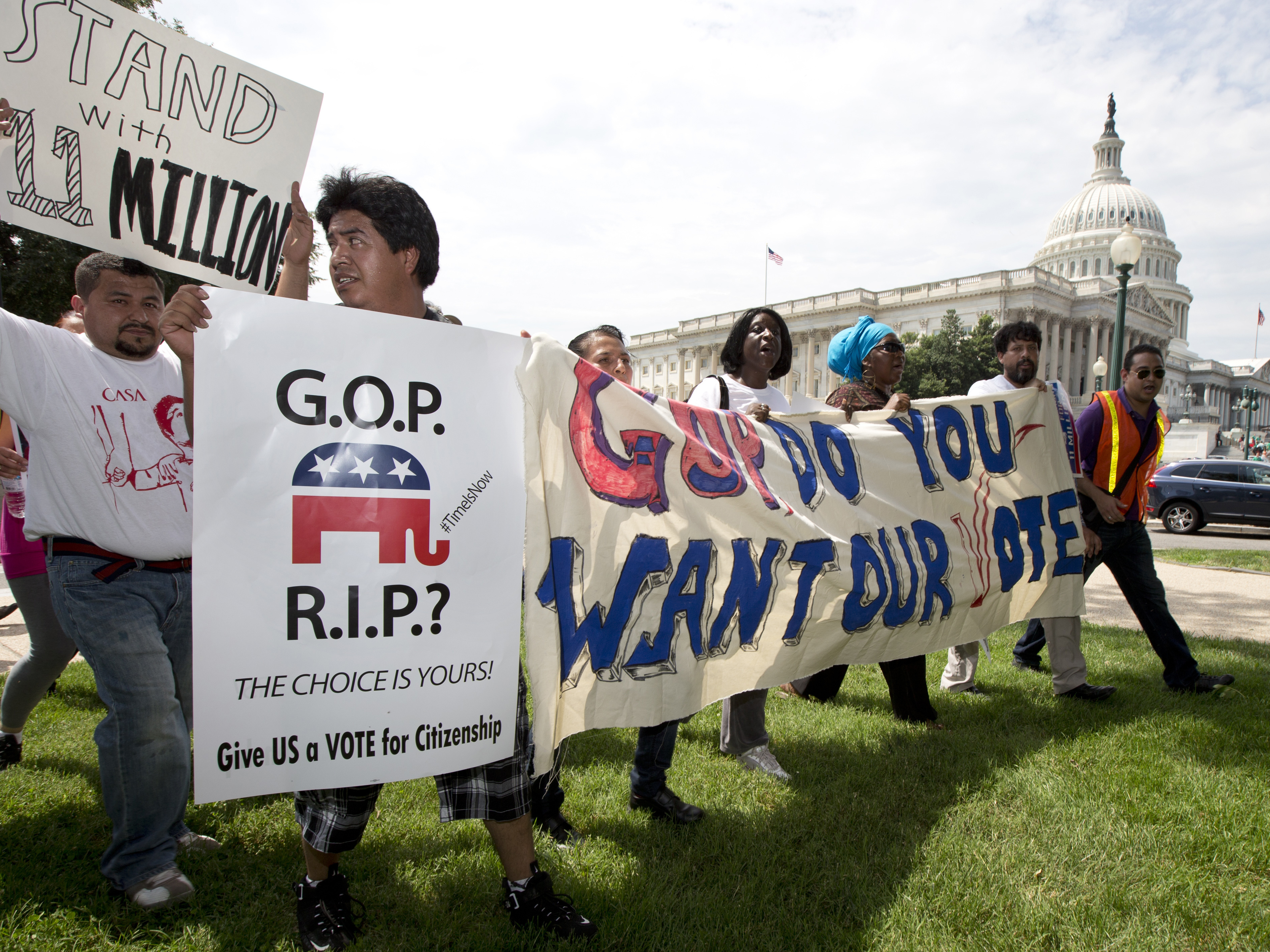 Immigration supporters gather during a rally for citizenship on Capitol Hill last year.