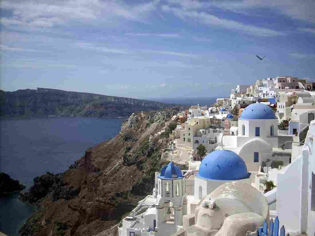 The town of Oia, on the northern tip of Santorini, in Greece.
