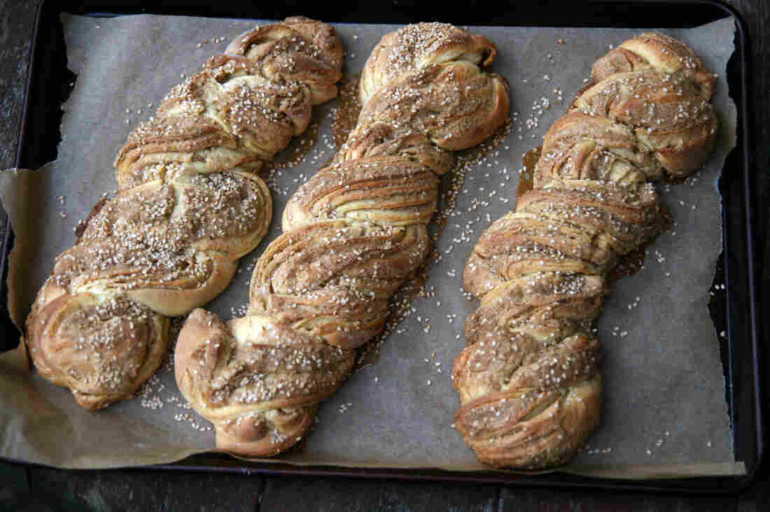 Loaves of Sweet Braided Tahini Bread