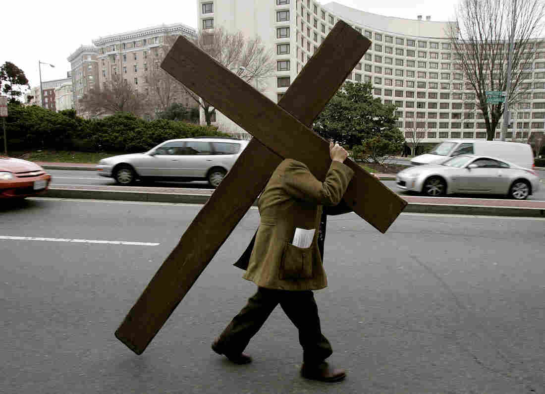 Above, a 2005 Good Friday ceremony on the streets of Washington, D.C.