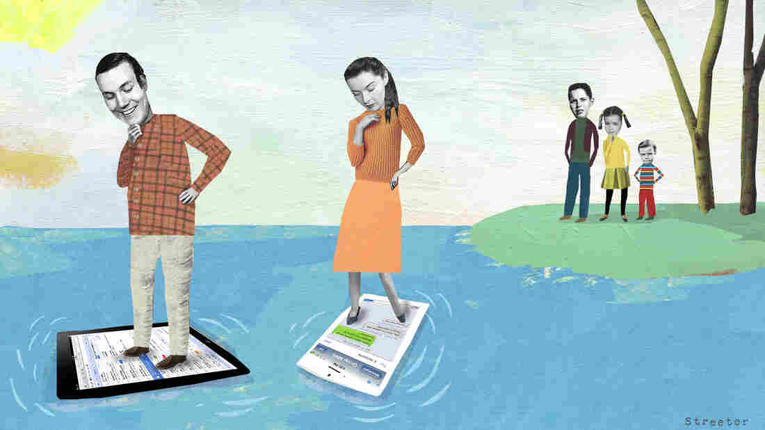 Parents on their phones. Katherine Streeter for NPR