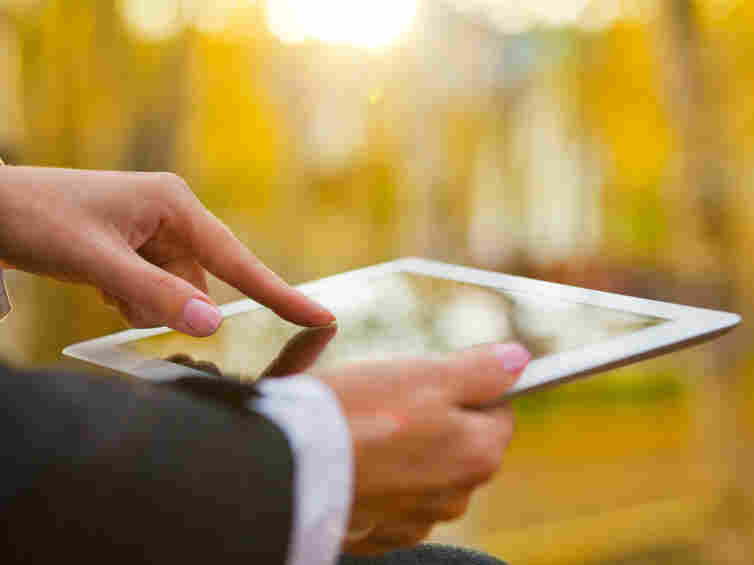 Person using a tablet.