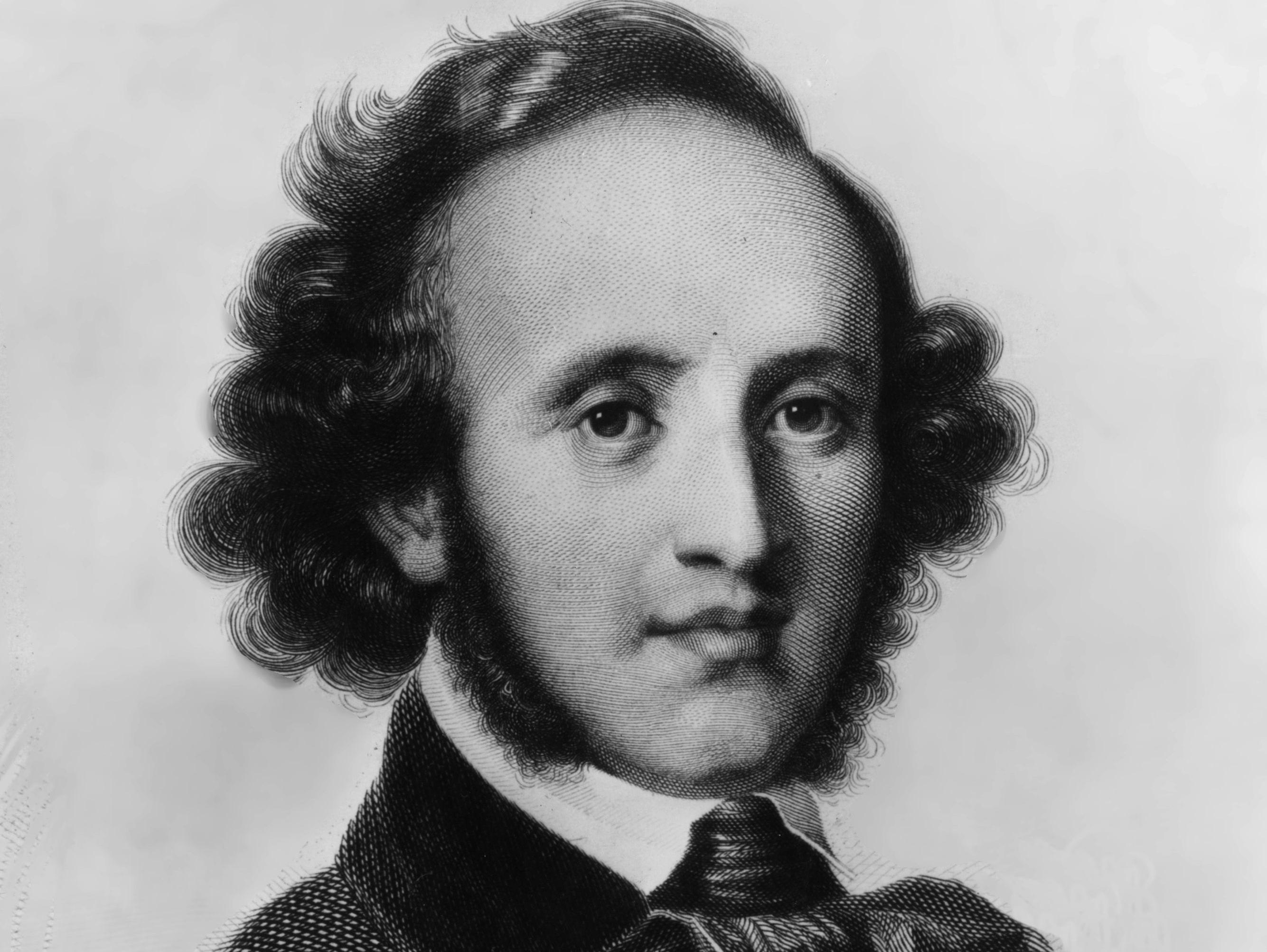 An engraving of composer Felix Mendelssohn, c. 1840. (Getty Images)