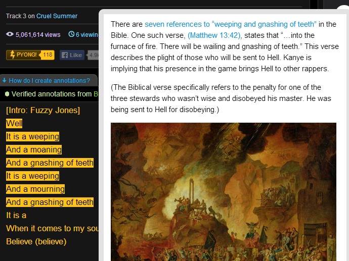 Kanye West's "Mercy" lyrics annotated on Rap Genius.