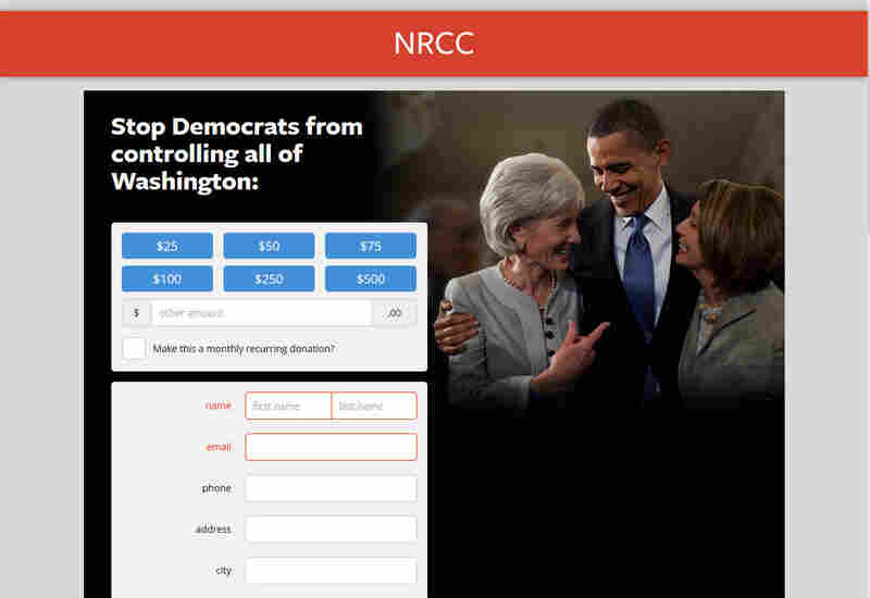 NRCC screen shot of a contribution screen that appears when someone tries to submit an email address and other personal information to become a Benghazi Watchdog.
