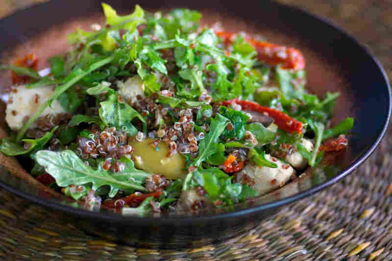 Warm Red Quinoa, Chicken And Arugula Salad