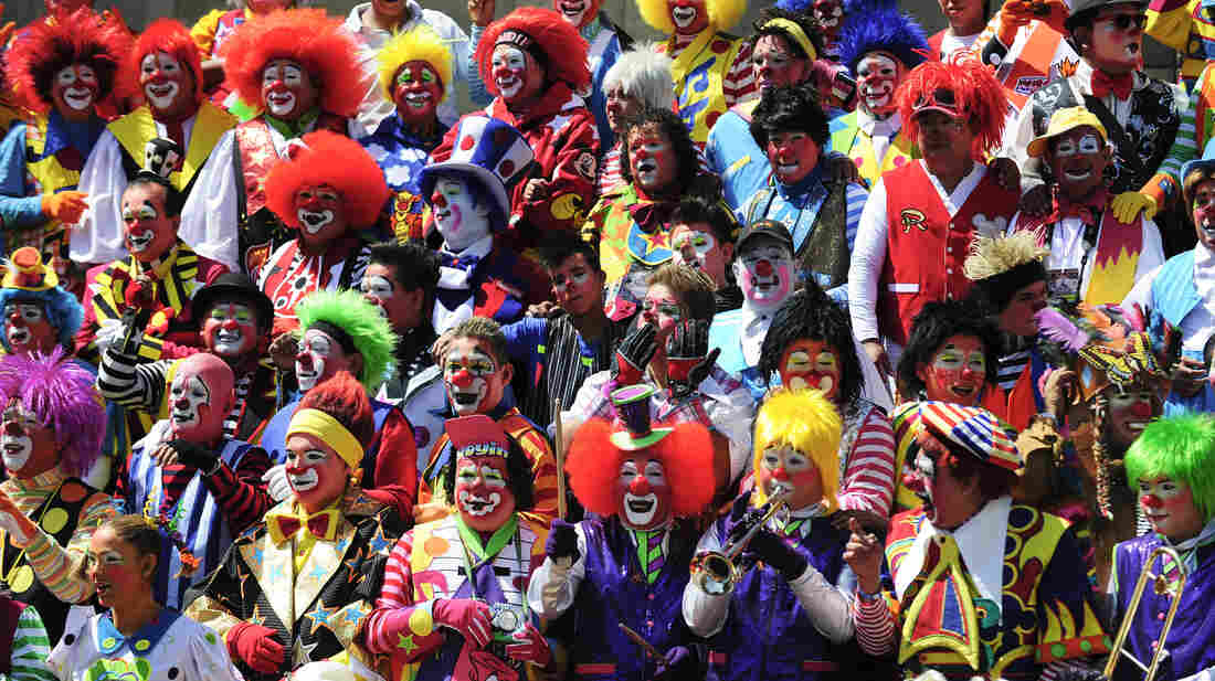 Clowns pose for a picture during the XVII International Clown Convention in Mexico City, on October 24, 2012. At least 500 clowns are taking part in the event.