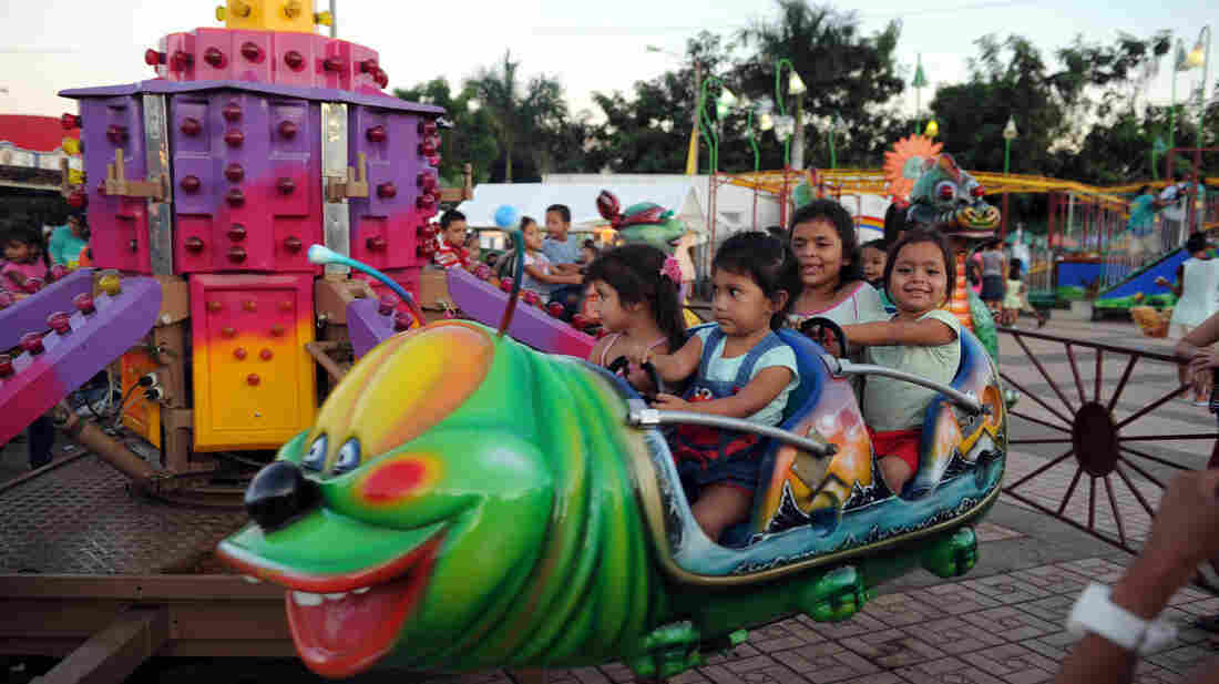 Nicaraguan children have fun at a free playland built by the government in Managua on November 4, 2011.