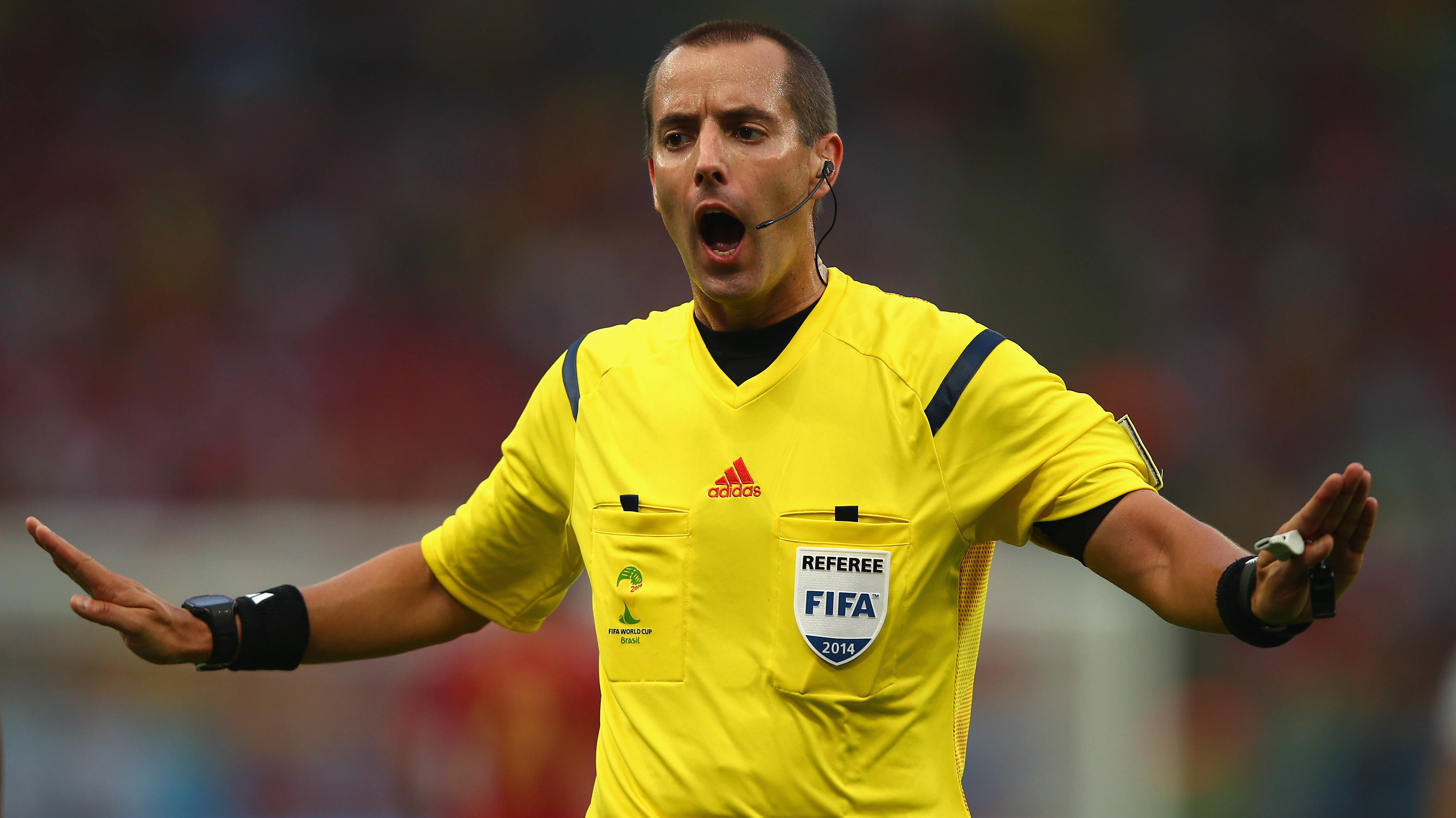 Referee Mark Geiger will be the U.S. presence at the World Cup semifinal on Tuesday. (Getty Images)