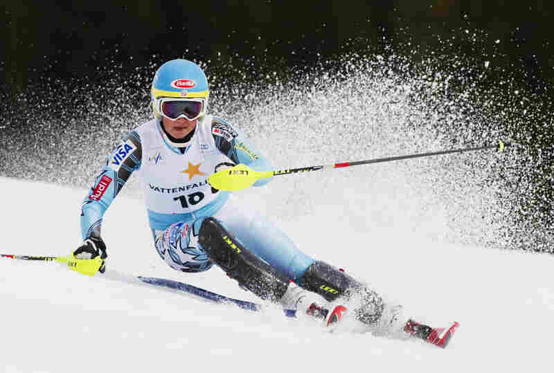 Mikaela Shiffrin competes during the first run of the FIS Alpine Ski World Cup women's slalom in Sweden on March 10, 2012.