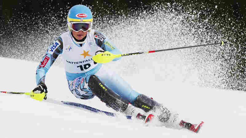 Mikaela Shiffrin competes during the first run of the FIS Alpine Ski World Cup women's slalom in Sweden in 2012.