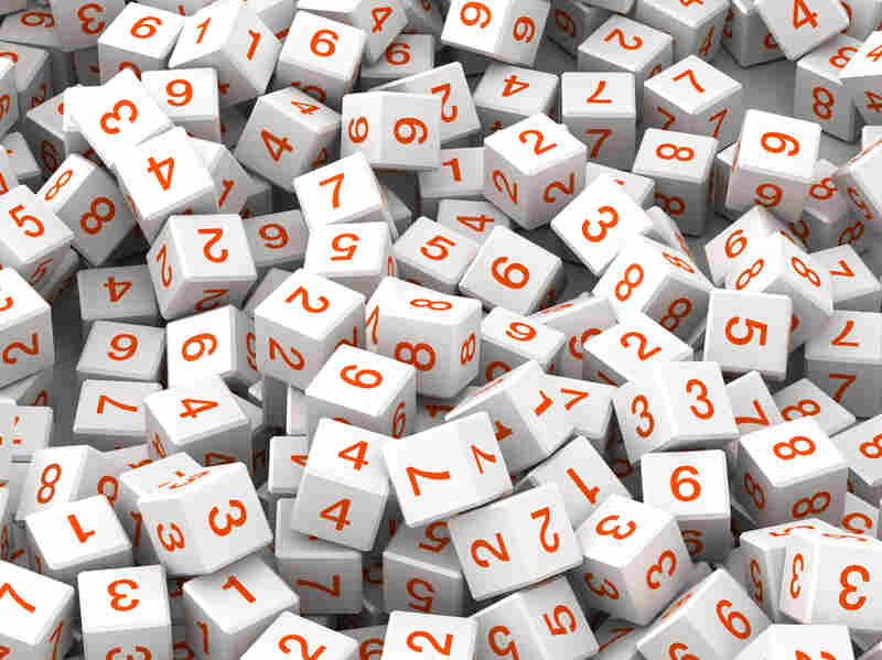 A jumble of numbered blocks.