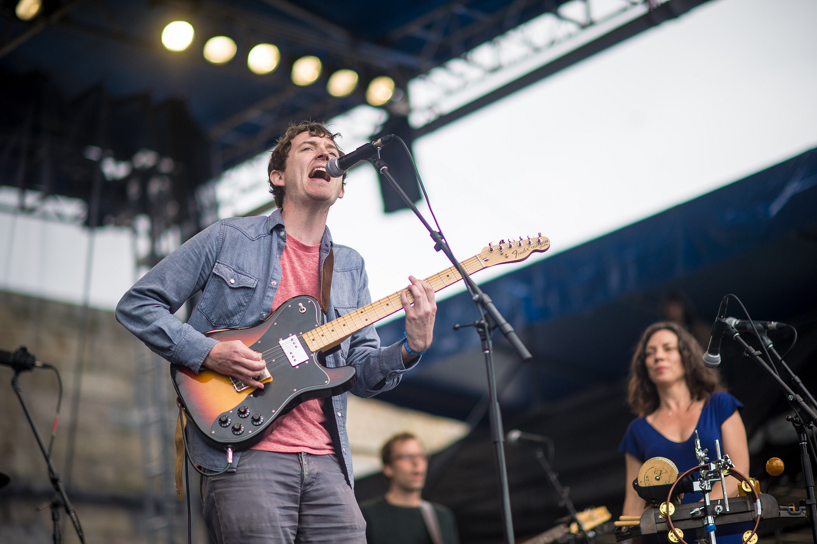 Tim Perry and the band Ages and Ages perform at the 2014 Newport Folk Festival. (Adam Kissick for NPR)
