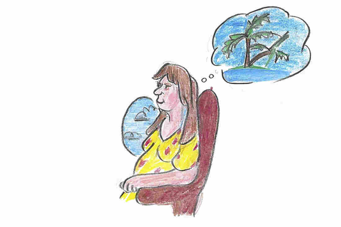 The pregnant woman takes a nonstop flight from Germany to the Maldive Islands.