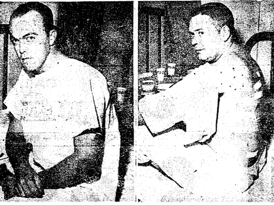 News outlets in 1962 paired this image of injured police officers <a href="http://www.npr.org/assets/news/2014/08/kinloch-shooting.pdf">with a story</a> about the aftermath of a riot in a St. Louis suburb. (Proquest Historical Newspapers Archive)