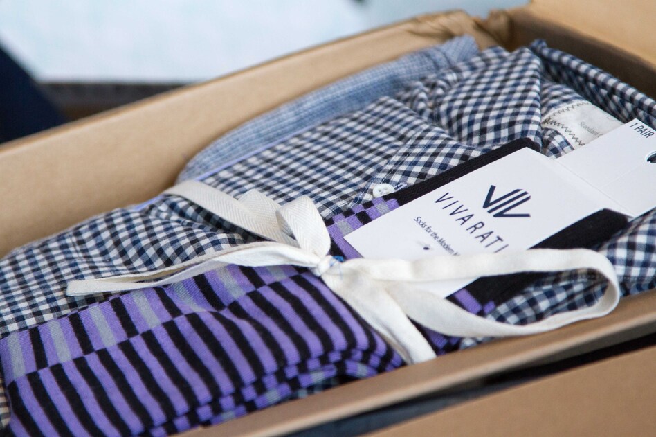 A standard "trunk" from men's online styling service Trunk Club. (Colin Marshall/NPR)