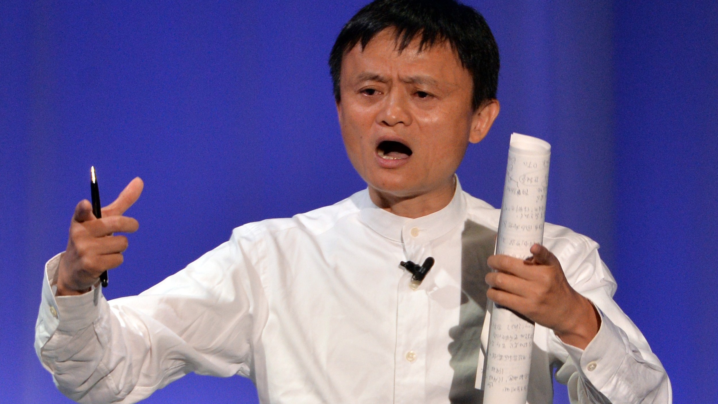 Alibaba Group chairman Jack Ma delivers a speech during the Softbank World 2014 annual forum in Tokyo in July. Alibaba is preparing for a multi-billion-dollar stock offer on the New York Stock Exchange. (AFP/Getty Images)