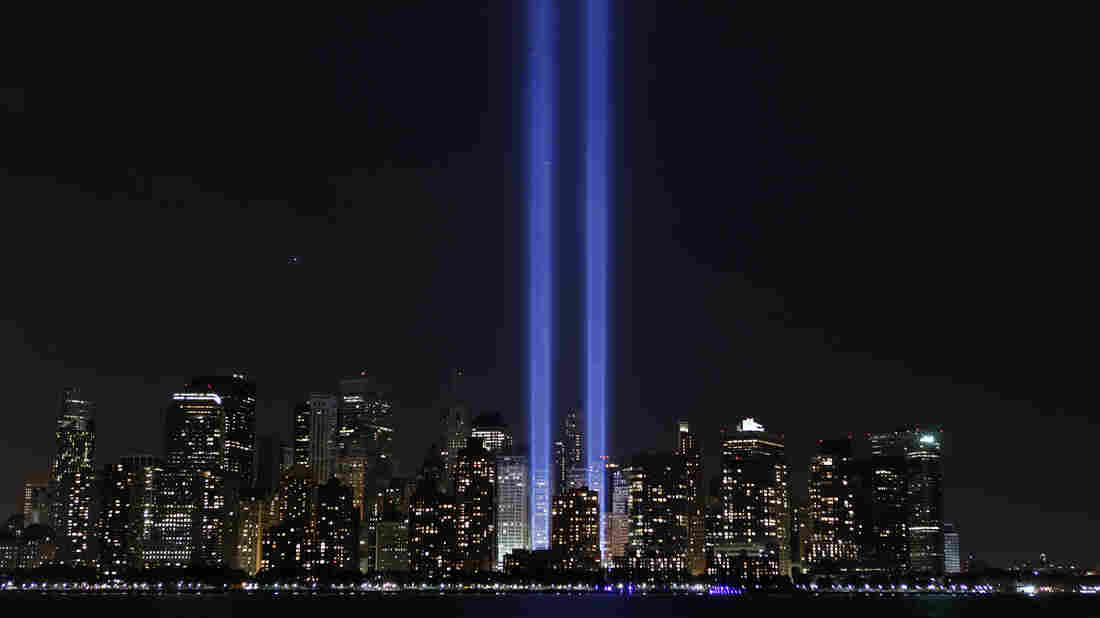 "Tribute in Light" illuminates the sky over lower Manhattan on the ninth anniversary of the attack on the World Trade Center in New York, Sept. 11, 2010.
