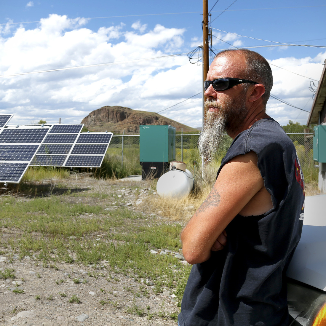 In Del Norte, Colo., Public Works Supervisor Kevin Larimore shows off solar panels that provide electricity for the town's water supply. Despite generating its own solar energy, the town is still at risk of a blackout if its main power line goes down. In Del Norte, Colo., Public Works Supervisor Kevin Larimore shows off solar panels that provide electricity for the town's water supply. Despite generating its own solar energy, the town is still at risk of a blackout if its main power line goes down.