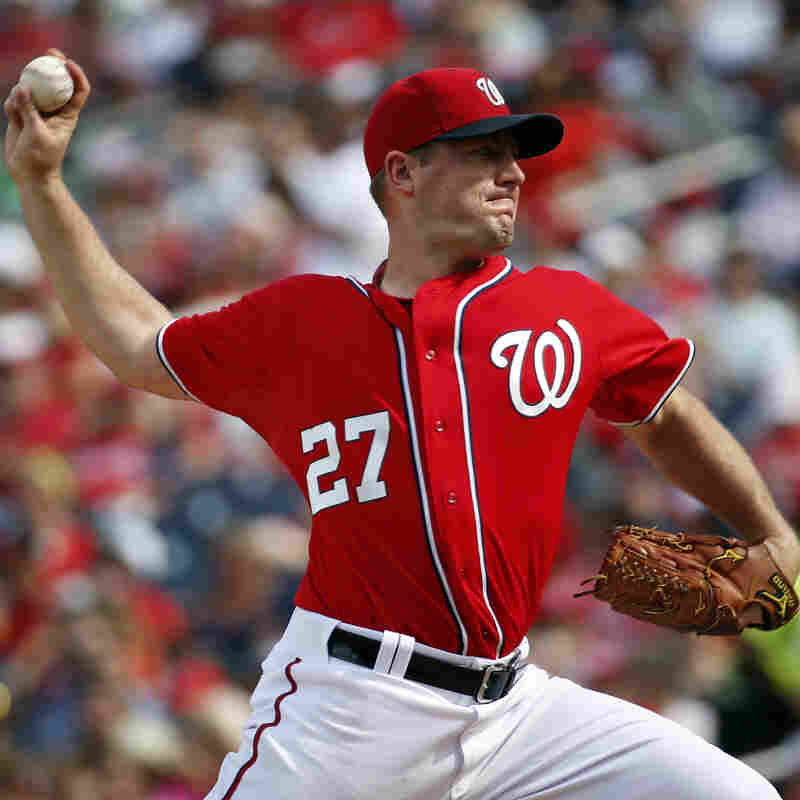 Washington Nationals starting pitcher Jordan Zimmermann throws during the third inning of a baseball game against the Miami Marlins at Nationals Park on Sunday.